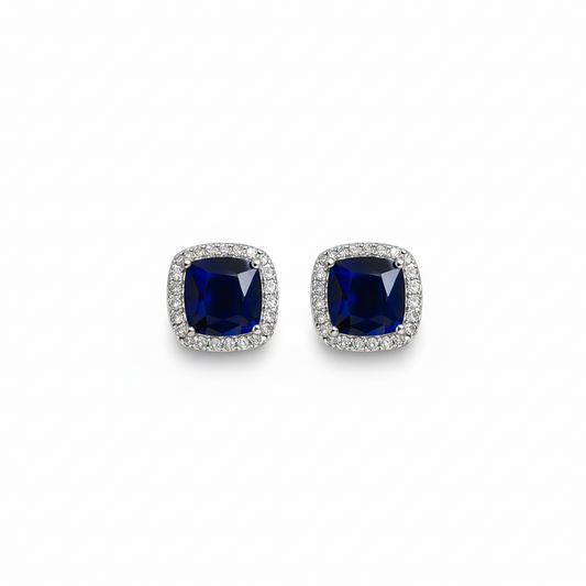 Sapphire Look Stud Earrings