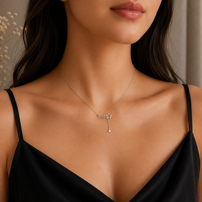 Star Drop 925 Sterling Silver Necklace